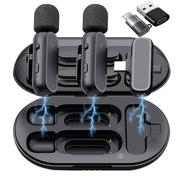 Caiord K61 Wireless Lavalier Microphone with Charging Case (1 RX +2 TX)